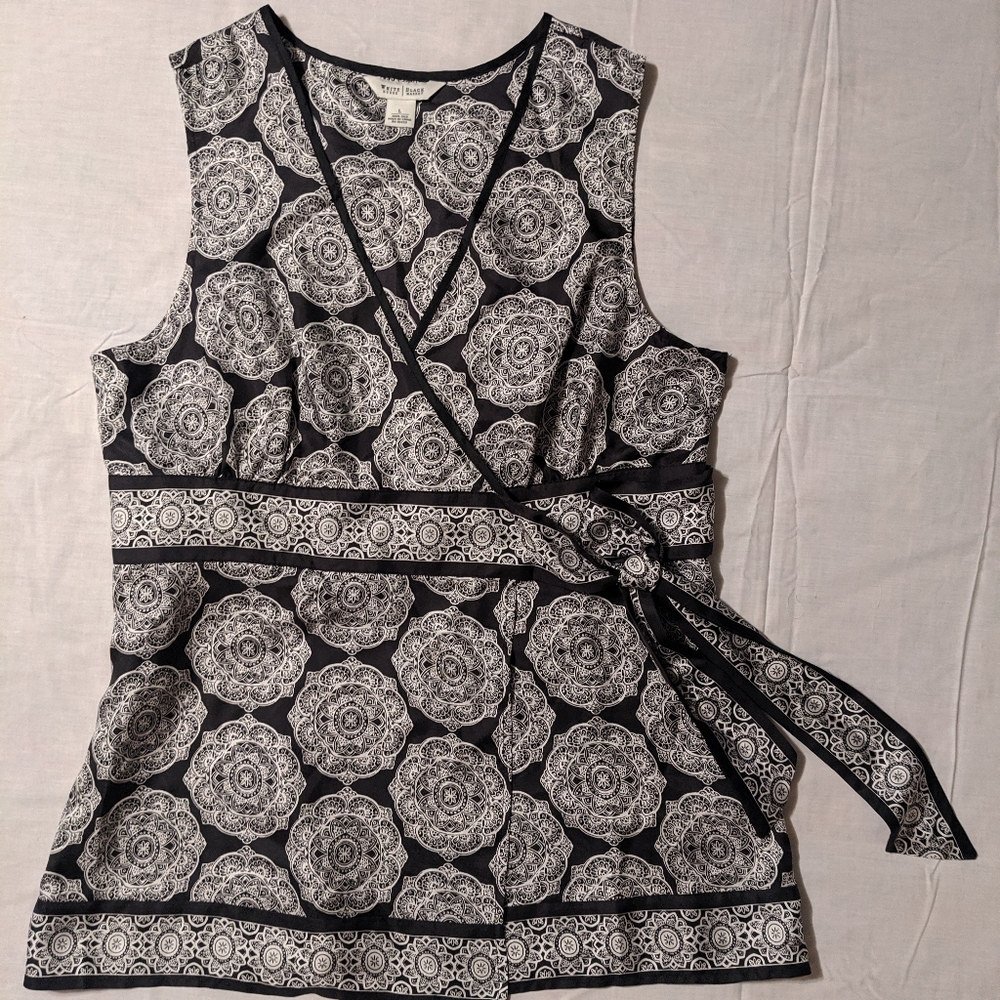 White House Black Market Wrap Blouse SZ Large